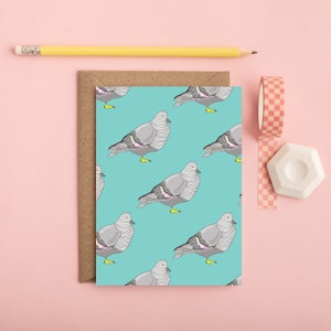 cartões de ilustração - cartão desenhado à mão - cartão de animal - pombo - desenho de linha - cartão de agradecimento - cartão de aniversário - ilustração - cartão engraçado