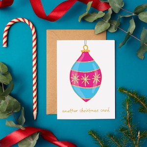 Biglietto di Natale sarcastico / "Un altro biglietto di Natale" / Divertente design di palline di Natale / Saluto natalizio di ispirazione vintage