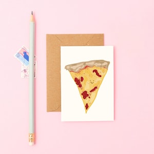 Minipizzakaart | Grappige foodiegroet | Klein junkfoodcadeau | Kleine verjaardagskaart | Leuke plaknotitie | Eigenzinnig briefpapier