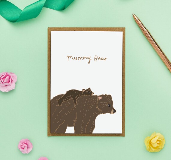 Cute Mother's Day Card | Mummy Bear Illustration | Mum and Baby Bear | Sweet Birthday Card for Mum | Mum's First Mother's Day