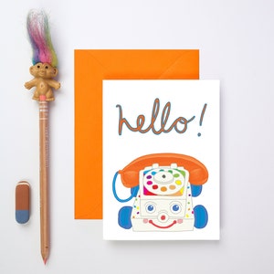 Hello! Vintage Toy Phone Greeting Card | Funny Card | Just Because Card | Thank You Card | Friendship Card | Birthday Card | Retro Toy Card