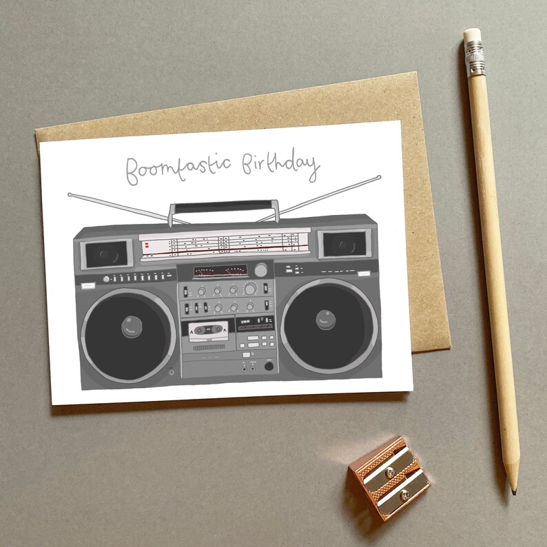 Boombox Birthday Card Hip Hop Funny Card Illustration Etsy