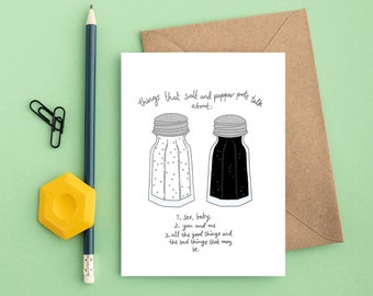 SEX BABY! hand drawn cards - funny greeting cards - illustrated card - funny card - salt and pepper shakers - illustration - old school