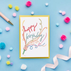 Party Time! Party Popper Birthday Card | Colourful Birthday Card | Teenage Birthday Card | Kids Birthday Card