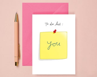 Funny Anniversary Card | To Do List Love Card | Funny Valentines Card | Husband | Wife | Boyfriend | Girlfriend | Love Card