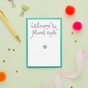 Welkom op de planeet aarde | Nieuwe babykaart | Kaart voor babyjongen | Kaart voor babymeisje | Nieuwe kaart voor ouders | Lieve babykaart