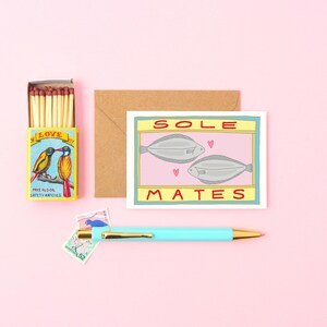 Tarjeta de amor de compañeros del alma / Tarjeta de boda de compañeros del alma / Linda tarjeta de aniversario / Mini tarjeta de San Valentín / Mini tarjeta A7 / Tarjeta de amor de pez