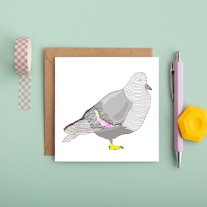 cartões ilustrados - cartão desenhado à mão - cartão de animal - pombo - desenho de linha - cartão de agradecimento - cartão de aniversário - ilustração - cartão engraçado