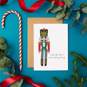Cartão de Natal do Quebra-Nozes | Cartão de Natal do Quebra-Nozes | Ilustração bem-humorada do Quebra-Nozes | Perfeito para fãs de balé | Feito no Reino Unido ecológico