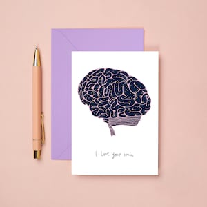 J'aime votre cerveau | d'amour | carte d'anniversaire | Carte de réussite pour l'examen | Carte Bravo | carte de voeux de professeur | Carte d'étudiant