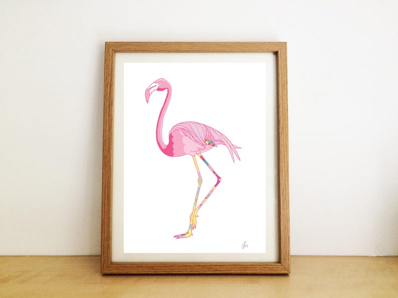 Flamingo print, Tropical Print, Flamingo Poster, Flamingo Art, Pink Flamingo, Animal Print, Nursery Print, Nursery Decor, Girls Room Decor image 2