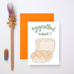 Excellente actualité ! Carte de voeux de félicitations | Carte drôle | Oeufs | Nouvelle carte de travail | Carte de grossesse | Nouvelle carte pour la maison | Carte de réussite pour l'examen