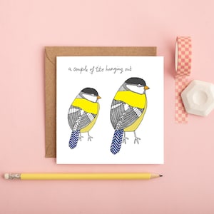 A Couple Of Tits Hanging Out | Blue Tit Funny Greeting Card | Funny Friendship Card | Funny Engagement Card | Bird Lover Greeting Card