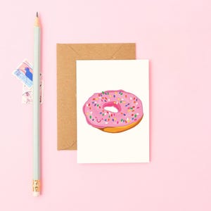 Cartão Mini Donut | Doce Fofo | Pequeno Presente para Gastronomia | Pequeno Bilhete de Padaria | Cartão de Aniversário Divertido | Papelaria Peculiar