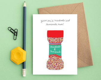 Mum birthday card - hand drawn card - illustrated card - funny - illustration - cake - baking - cook - sprinkles - silly humour pun - for mu