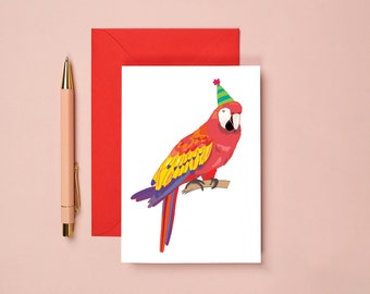 Parrot Birthday Card | Tropical Birthday Card | Kids Birthday Card | Bird Birthday Card | Animal Themed Birthday Card