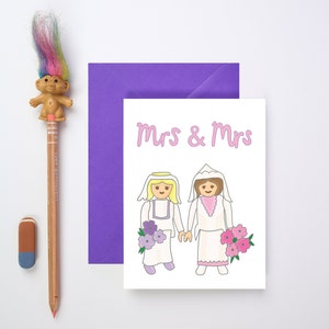 Cartão de casamento | Sra. e Sra. | Noiva e Noiva | Cartão de casamento gay | Cartão de recém-casados | Cartão de casamento engraçado | Cartão de casamento do orgulho | LGBTQ+