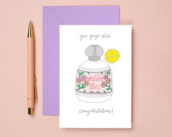 Funny Wedding Card | Sarcastic Wedding Card | Just Married | Wedded Bliss | Hand Drawn Card | Illustrated Card | Alternative Wedding Card
