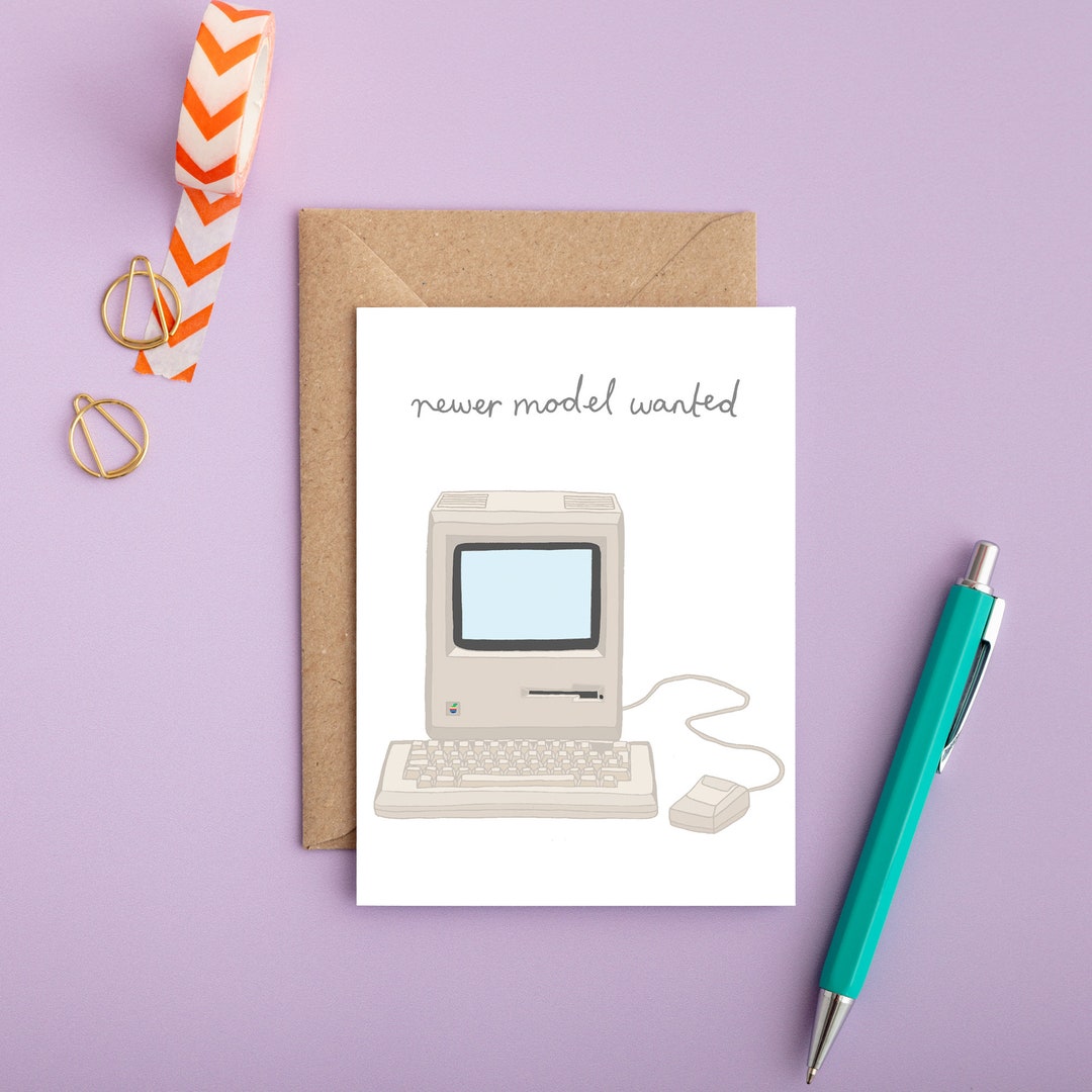 Computer Geburtstagskarte, Computer Nerd, lustige Karte, Illustration