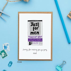 Grappige Vaderdagkaart | Kaart met grijs haar, alleen voor mannen, voor papa | Humoristische kaart van Kids | Sorry voor Making You Go Grijze kaart