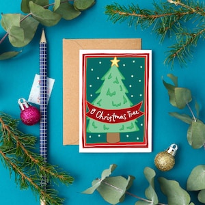 Mini carte de Noël A7 | Motif « O' Sapin de Noël » | Salutation festive mignonne | Carte de Noël hivernale