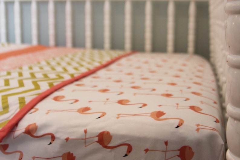 Baby Girl Crib Flamingo Theme. Flamingo Bedding Coral Crib Sheet
