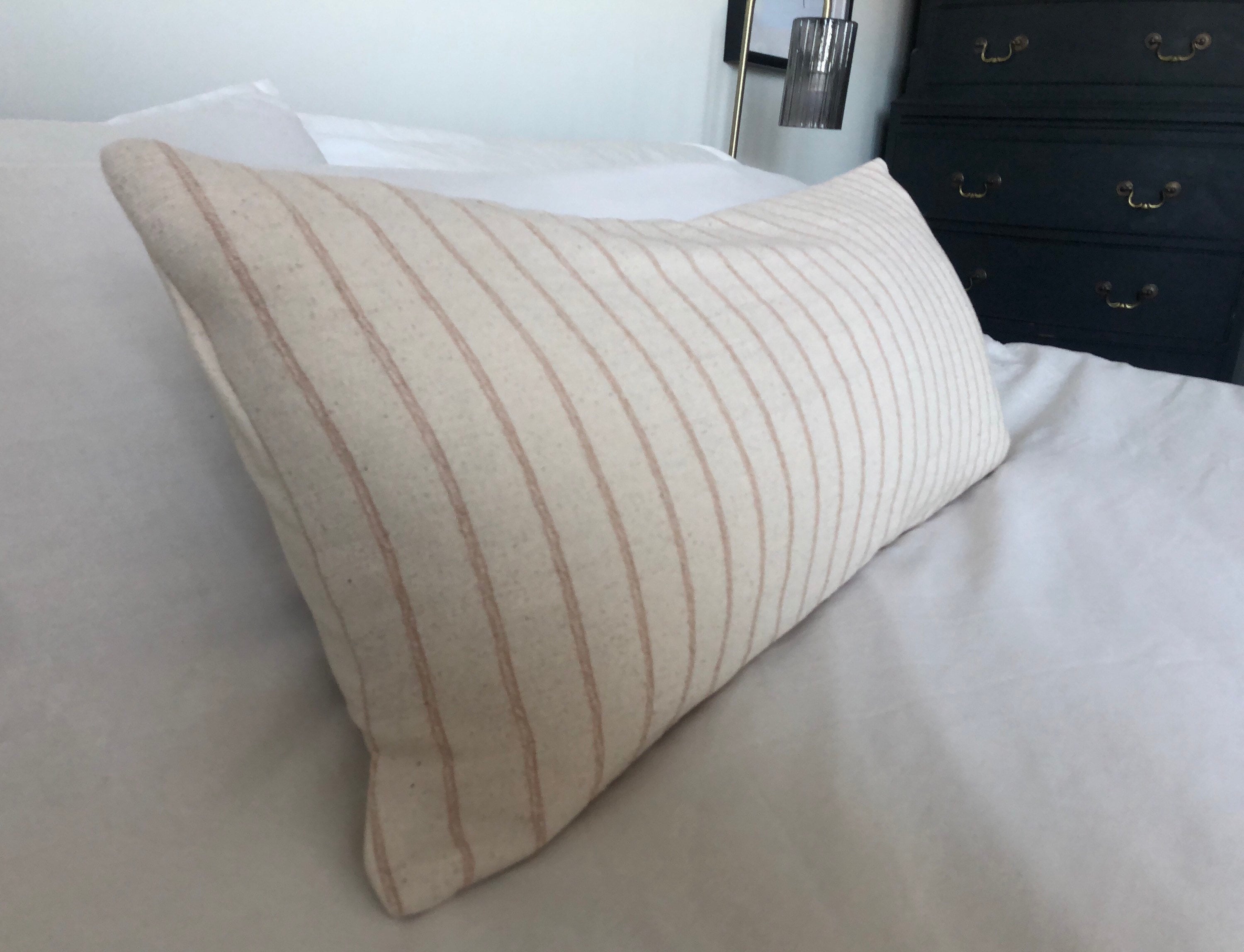 Bolster cushion, tan striped pillow, Neutral pillow cover, long bolster pillow, bohemian home decor, beige lumber cushion cover