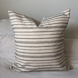 Scandi cushion cover, Textured neutral pillow, Boho home decor, Cream striped pillow, striped lumbar scatter cushion, large pillows