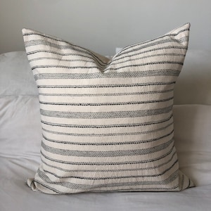 Scandi cushion cover, Textured neutral pillow, Boho home decor, Cream striped pillow, striped lumbar scatter cushion, large pillows