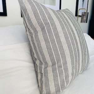French vintage cushion covers, grey ticking stripe, french country pillow covers, farmhouse scatter throw pillows
