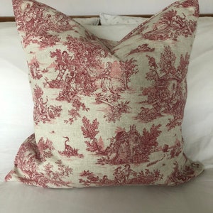 French country pillow cover, farmhouse pillow covers, French vintage decor, toile de jouy cushion cover, red Christmas pillows,
