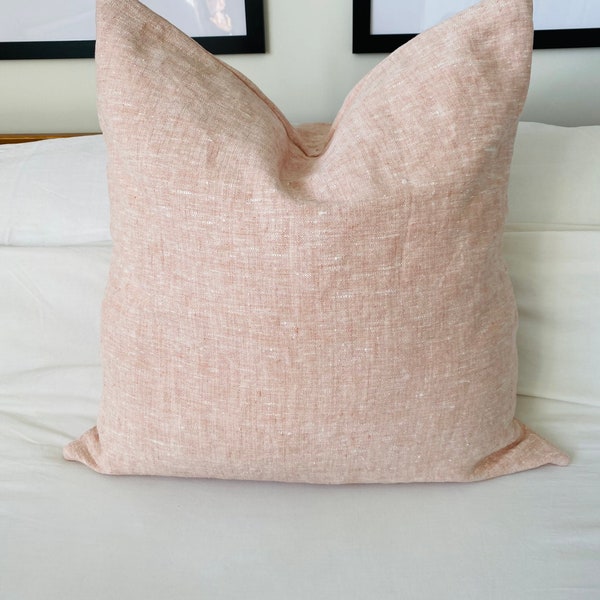 French farmhouse cushion covers, blush pink linen pillows, vintage home decor, living room decor