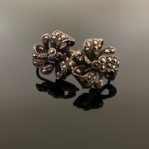 Antique earrings, sterling silver stud earrings, art deco bridal jewellery, 25th wedding anniversary gift, stocking stuffers for women