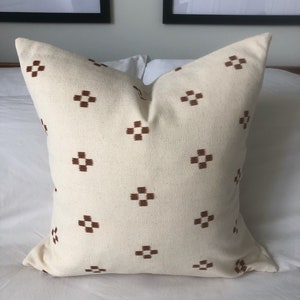 Ivory pillow cover, rust orange cushions, eclectic decor, handwoven cushion cover