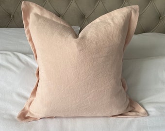 Blush Pink Linen Pillow Cover: Vintage French Farmhouse Cushion