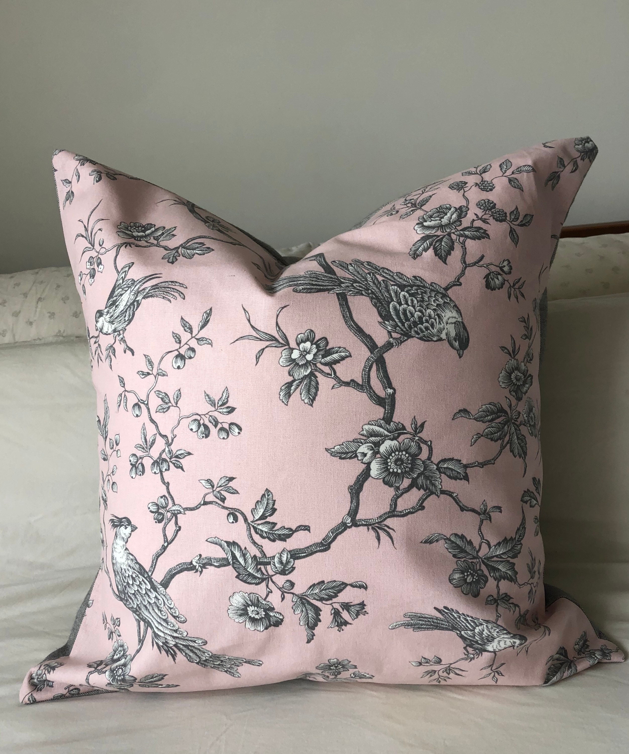 Blockprint Thibaut Clipperton Blush Pink Stripe Throw Pillow