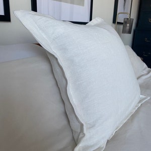 Off White linen cushion cover, flange edging linen cushion, french vintage linen, extra large cushion covers