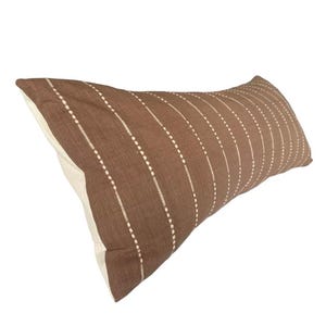 Fodera per cuscino a rullo marrone chiaro, cuscino lombare color caffè, cuscino extra lungo, federa grande, cuscino decorativo marrone a righe immagine 11