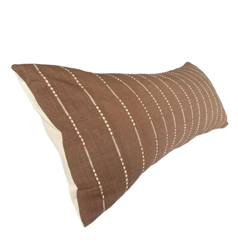 Fodera per cuscino a rullo marrone chiaro, cuscino lombare color caffè, cuscino extra lungo, federa grande, cuscino decorativo marrone a righe immagine 11