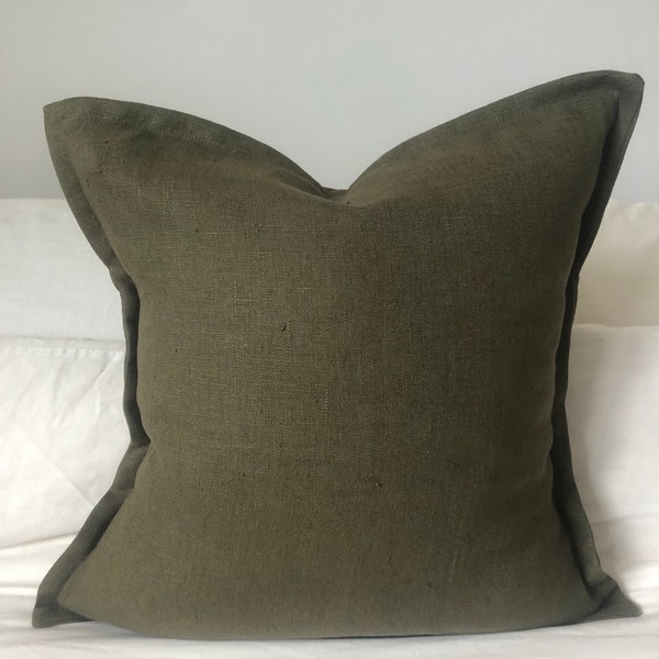 French farmhouse cushion covers, olive green linen pillows, vintage home decor, living room decor