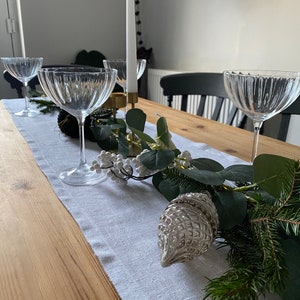 Camino de mesa de lino blanco, camino de mesa de lino largo, camino de mesa navideño, mantel de comedor, centro de mesa de boda