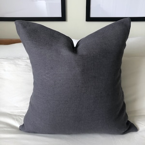 housses de coussin en lin gris, taie d&#39;oreiller en lin français, décoration minimale pour la maison, couvre-oreillers décoratifs de 20 x 20 po., coussins extra larges