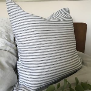 French country pillows covers, White ticking stripe cushion cover, country cottage pillow, stripes scatter cushions