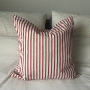 French country pillow cover, large scatter cushion, farmhouse cushions, French vintage, Red ticking striped cushion cover, Christmas