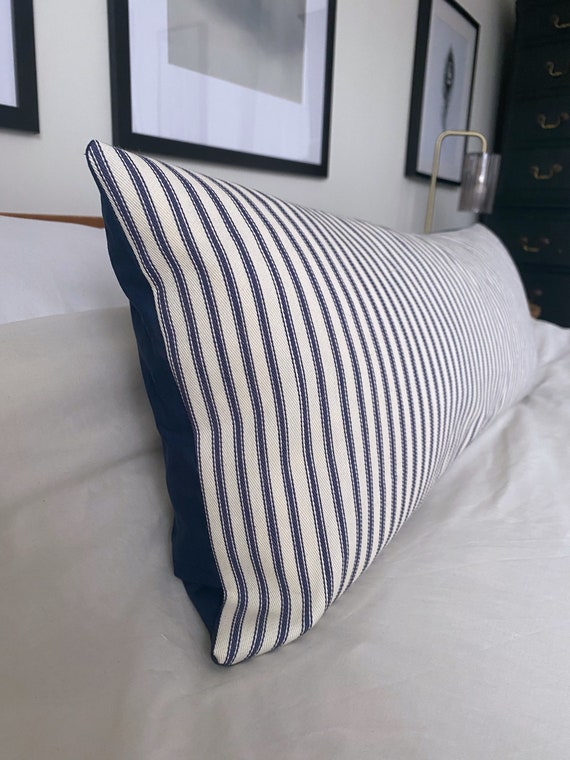 Blue and white bolster pillow hotsell