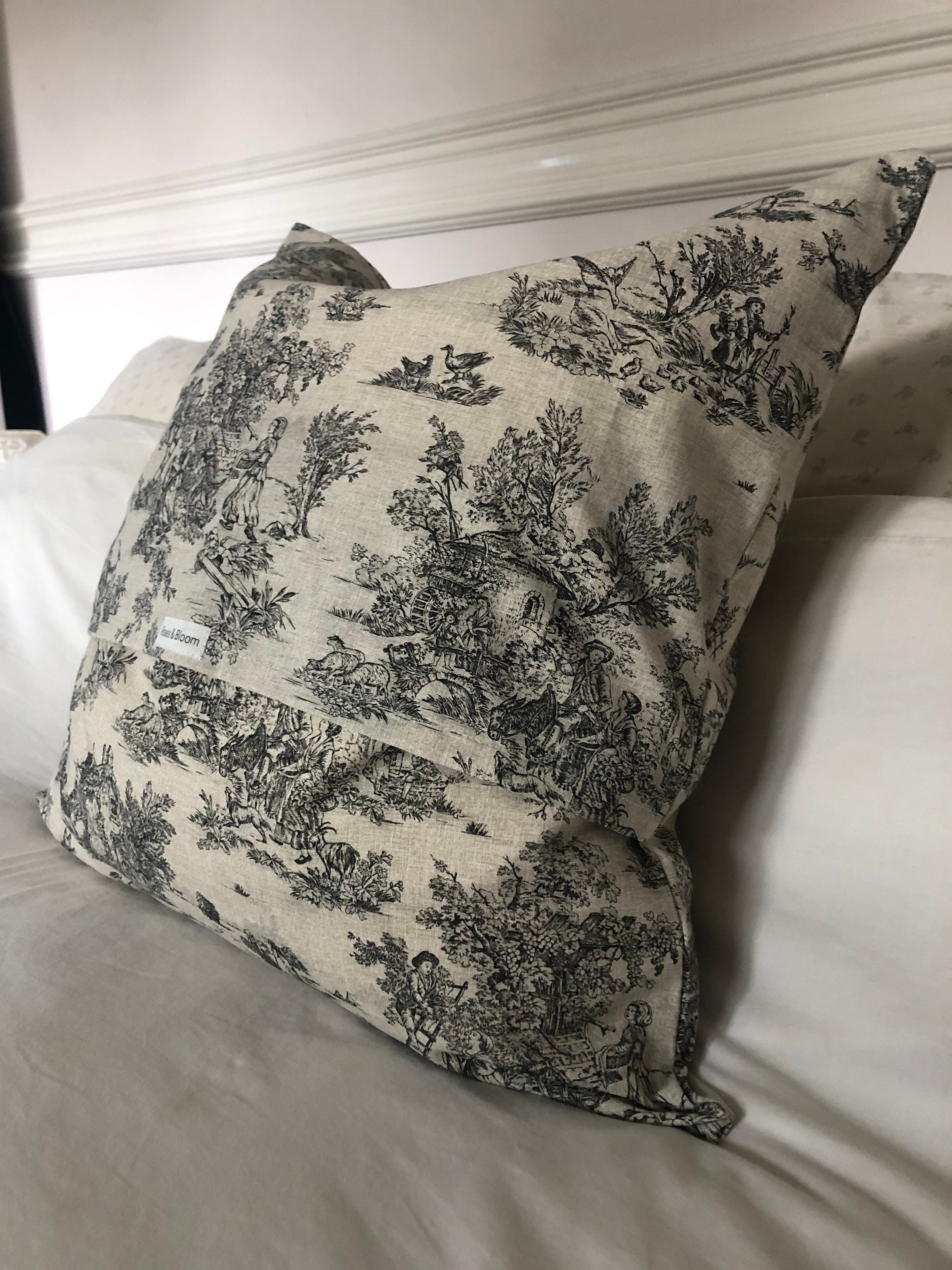 Vintage Grey Toile Cushion CoverFrench 50x50cm Designer Linen Cushion Vintage Grey Toile Cushion CoverFrench 50x50cm Designer Linen Cushion