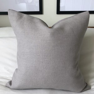 housses de coussin en lin gris, taie d&#39;oreiller en lin français, décoration minimale pour la maison, couvre-oreillers décoratifs de 20 x 20 po., coussins extra larges