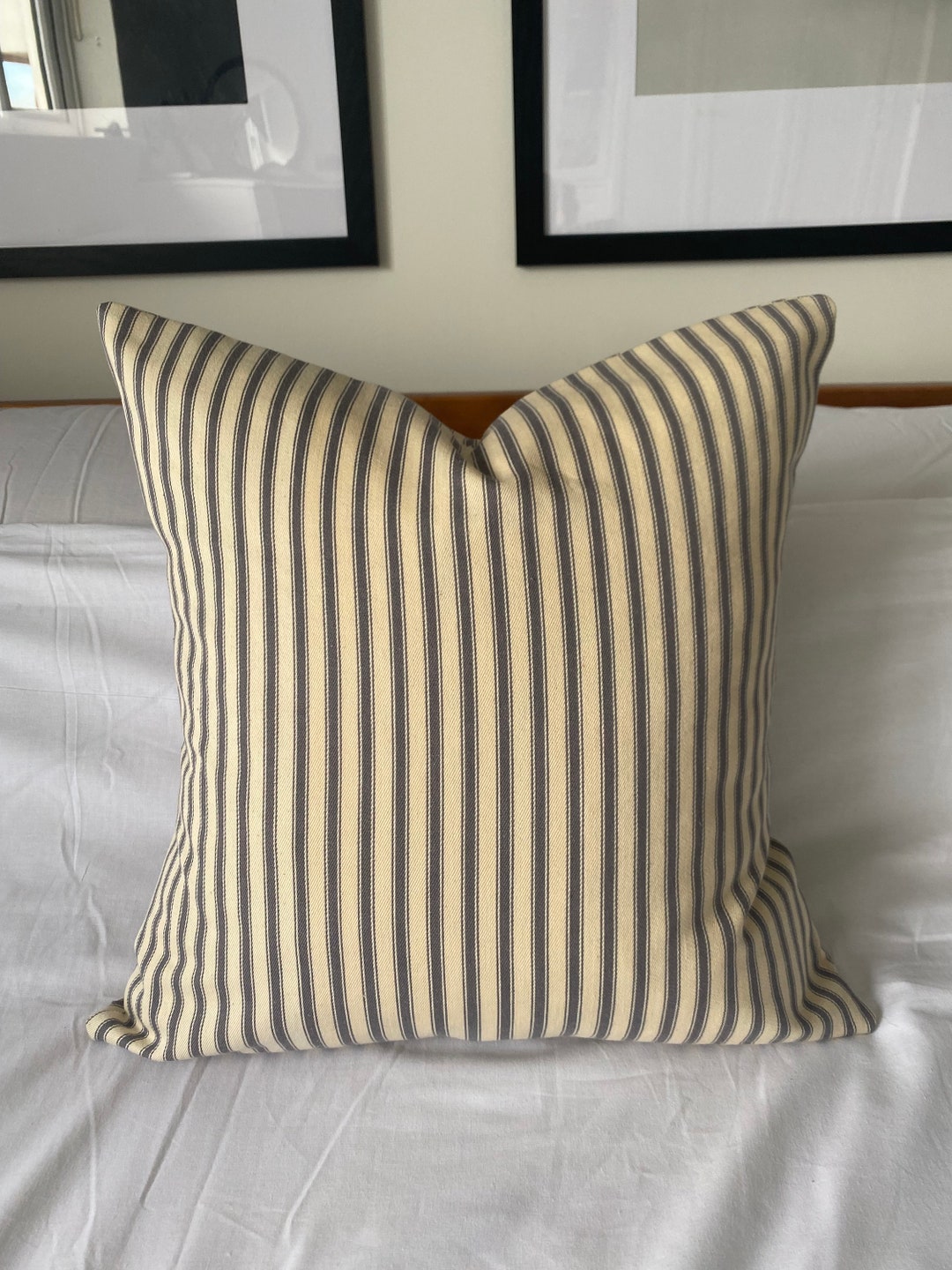 Grey Stripe Cushion Cover French Country Pillow Covers Etsy