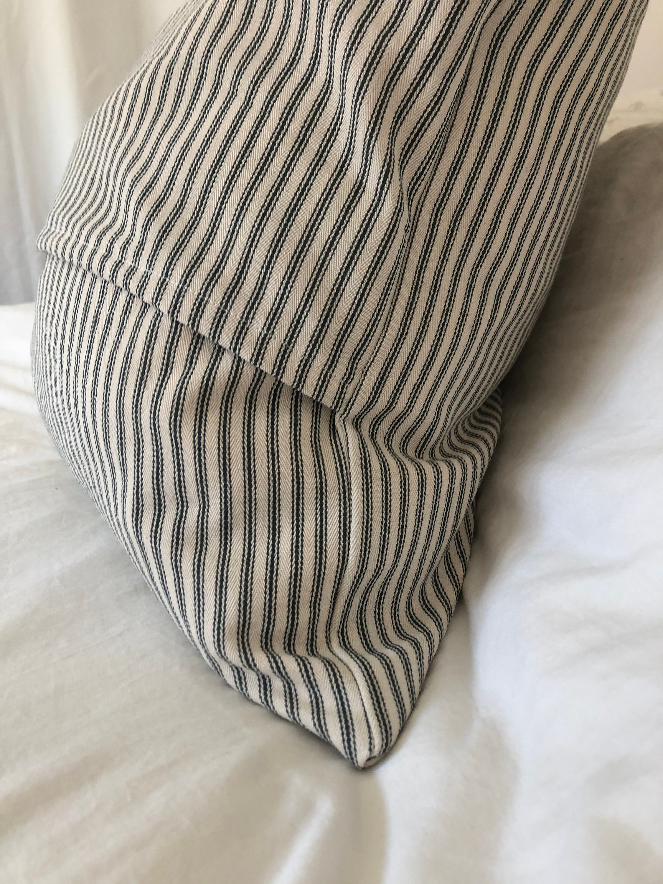 Outdoor pillow cover black ticking cushion french vintage | Etsy