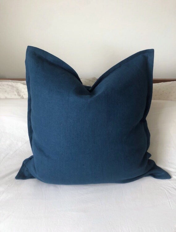 Blue linen cushion covers hotsell